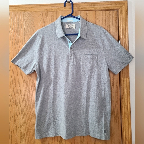Original Penguin Heritage Slim Fit Gray Pocket Polo Shirt - Picture 1 of 3